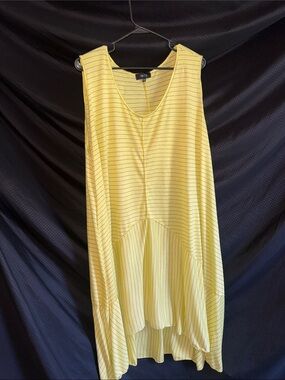 Comfy USA Yellow and Black Striped Sleeveless Top